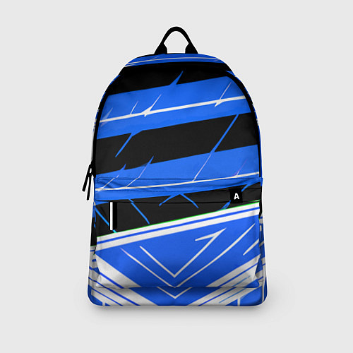 Рюкзак Чёрно-белые полосы на синем фоне / 3D-принт – фото 3