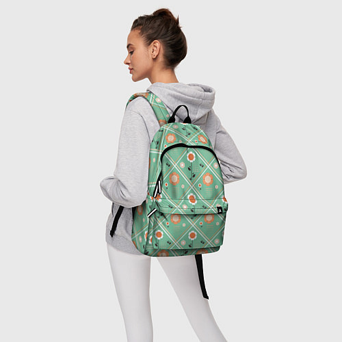 Рюкзак Зеленый цветочный - ретро / 3D-принт – фото 6
