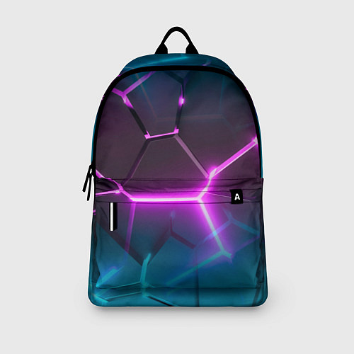 Рюкзак Голубые и розовые неоновые плиты в разломе / 3D-принт – фото 3
