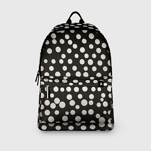 Рюкзак Черный фон с белыми кружками / 3D-принт – фото 3