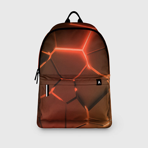 Рюкзак Оранжевые неоновые плиты в разломе / 3D-принт – фото 3