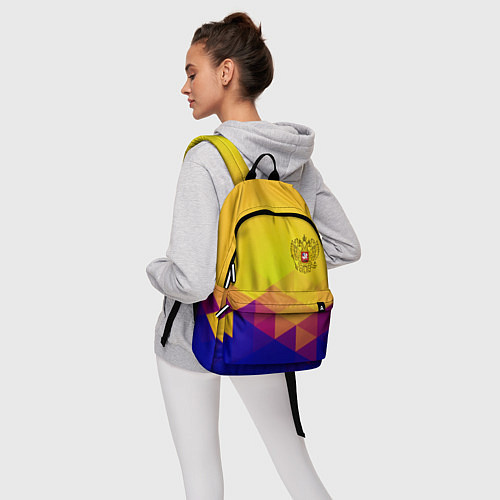 Рюкзак Желтая геометрия - спорт Россия с гербом / 3D-принт – фото 6
