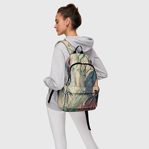 Рюкзак Зелёно-розовый стилизованный абстракция / 3D-принт – фото 6