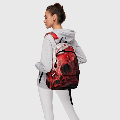 Рюкзак Красно-белая абстрактная структура / 3D-принт – фото 6
