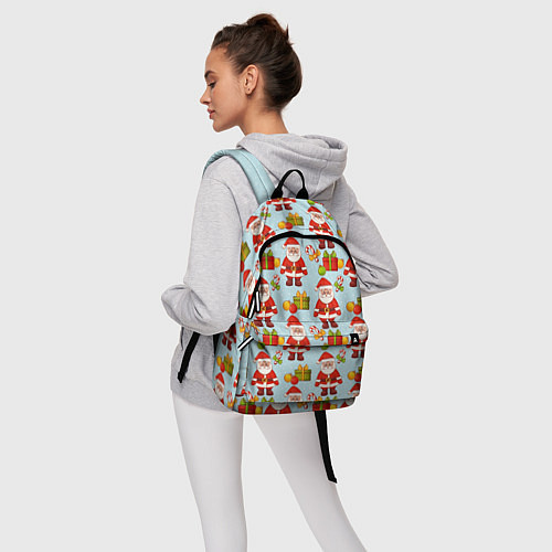 Рюкзак Новогодний паттерн с Сантой и подарками / 3D-принт – фото 6