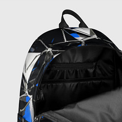 Рюкзак Сине-белый паттерн на чёрном фоне, цвет: 3D-принт — фото 2