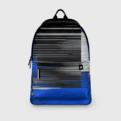 Рюкзак Белые вертикальные полосы на чёрно-синем фоне / 3D-принт – фото 3