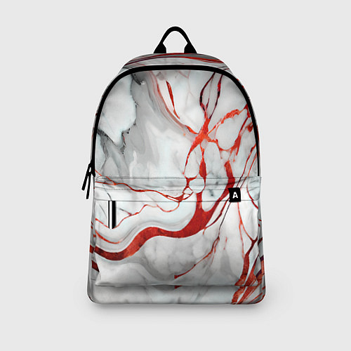 Рюкзак Красно-белый мрамор / 3D-принт – фото 3