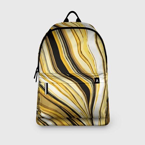 Рюкзак Волнистые вертикальные чёрно-жёлтые полосы / 3D-принт – фото 3
