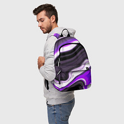Рюкзак Волнистые горизонтальные чёрно-фиолетовые полосы н, цвет: 3D-принт — фото 2