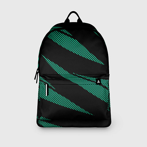 Рюкзак Чёрный с бирюзовым текстура точки и полосы / 3D-принт – фото 3