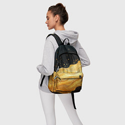 Рюкзак Золотистая материя на черном фоне, цвет: 3D-принт — фото 2