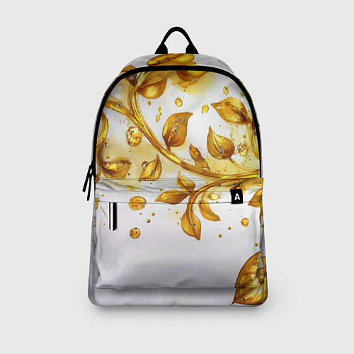 Рюкзак Золотые листья на белом / 3D-принт – фото 3