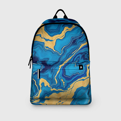 Рюкзак Синий мрамор с золотом / 3D-принт – фото 3