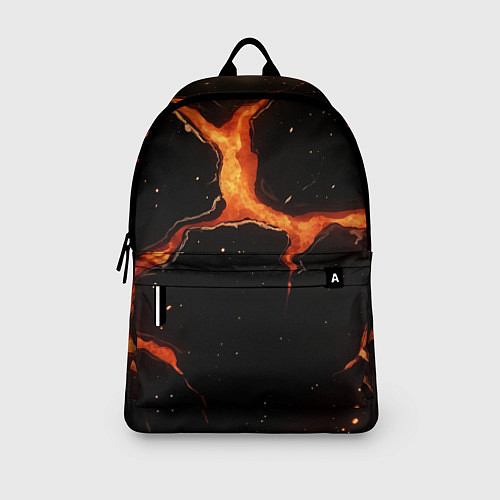 Рюкзак Оранжевый разлом на черной текстуре / 3D-принт – фото 3