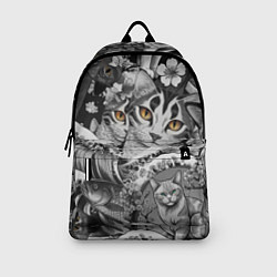 Рюкзак С котами и рыбой на фоне сакуры в волнах, цвет: 3D-принт — фото 2