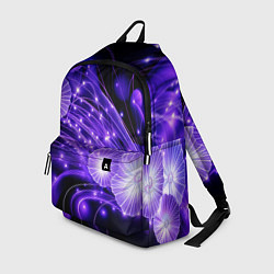 Рюкзак Силуэты цветов на темном фоне - фиолетовое свечени, цвет: 3D-принт