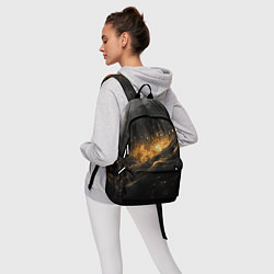 Рюкзак Золотистое сияние на черной текстуре, цвет: 3D-принт — фото 2
