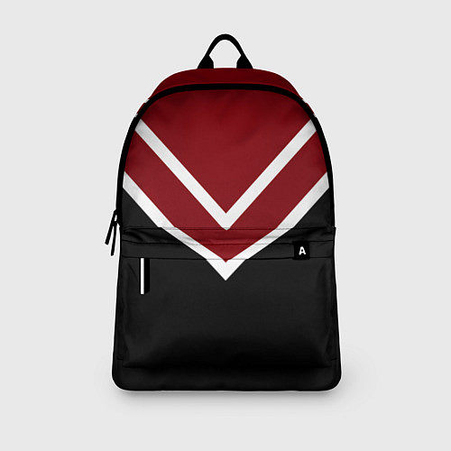 Рюкзак Красный с чёрным и белые полосы / 3D-принт – фото 3