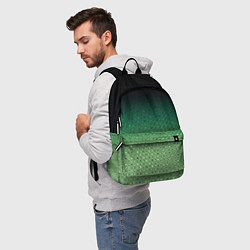 Рюкзак Чёрно-зелёный градиент с узором, цвет: 3D-принт — фото 2
