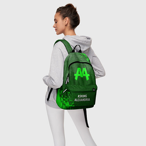 Рюкзак Asking Alexandria - green gradient по-центру / 3D-принт – фото 6