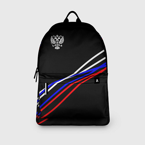 Рюкзак Герб и полосы цветов флага на чёрном / 3D-принт – фото 3