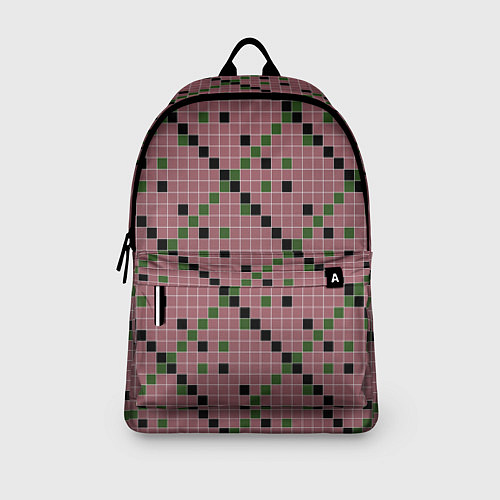 Рюкзак Коричневая с черным и зеленым плитка / 3D-принт – фото 3