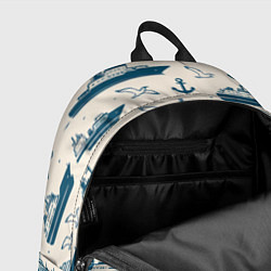 Рюкзак Морской паттерн из чаек, якорей и кораблей, цвет: 3D-принт — фото 2