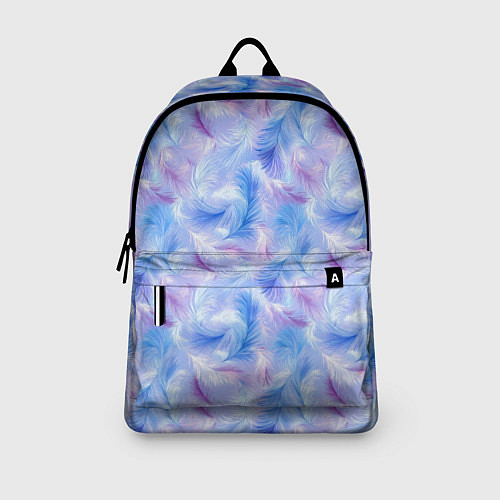 Рюкзак Узор из голубых и сиреневых перьев / 3D-принт – фото 3