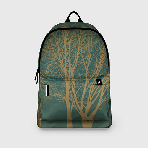 Рюкзак Осенние деревья в тумане на зеленом фоне / 3D-принт – фото 3