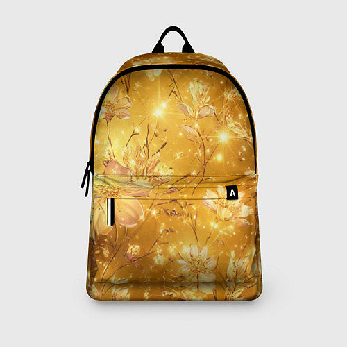 Рюкзак Цветочный золотой с искрами / 3D-принт – фото 3