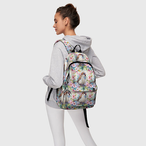 Рюкзак Воробей в ярких цветах паттерн / 3D-принт – фото 6