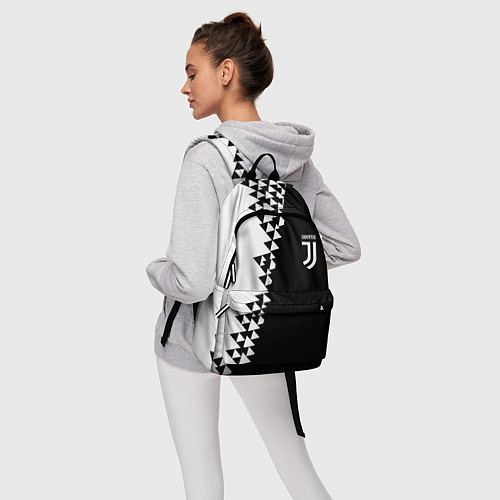 Рюкзак Juventus черно белая геометрия текстура / 3D-принт – фото 6