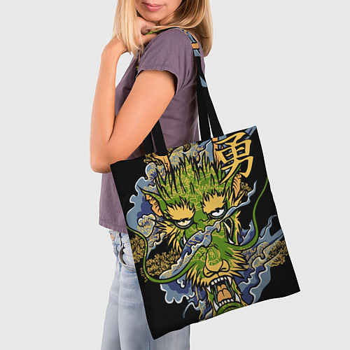 Сумка-шоппер Зеленый дракон / 3D-принт – фото 3