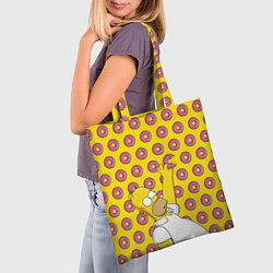 Сумка-шопер Пончики Гомера Симпсона, цвет: 3D-принт — фото 2