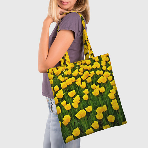 Сумка-шоппер Жёлтые тюльпаны / 3D-принт – фото 3