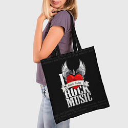 Сумка-шопер I Love Rock Music, цвет: 3D-принт — фото 2