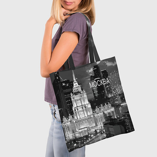 Сумка-шоппер Огни ночной Москвы / 3D-принт – фото 3