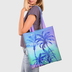 Сумка-шопер Неоновые пальмы, цвет: 3D-принт — фото 2