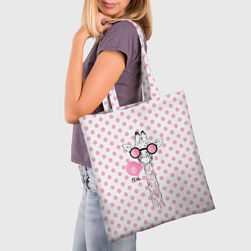 Сумка-шоппер Розовый жираф / 3D-принт – фото 3