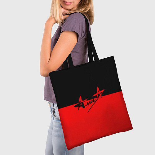 Сумка-шоппер АлисА: Черный & Красный / 3D-принт – фото 3