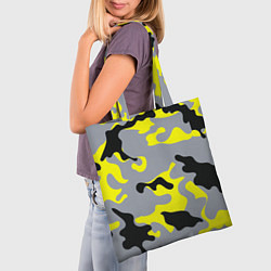 Сумка-шопер Yellow & Grey Camouflage, цвет: 3D-принт — фото 2