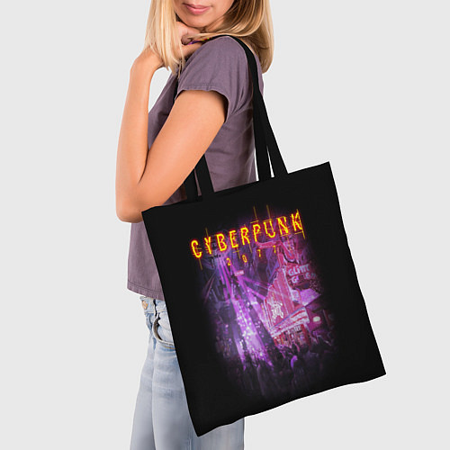 Сумка-шоппер Cyberpunk 2077: Neon City / 3D-принт – фото 3