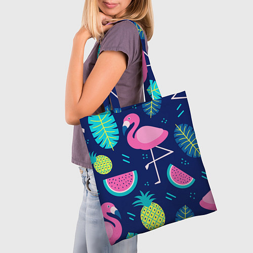 Сумка-шоппер Фруктовый фламинго / 3D-принт – фото 3