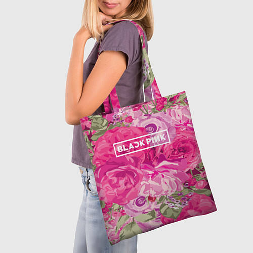 Сумка-шоппер Black Pink: Abstract Flowers / 3D-принт – фото 3