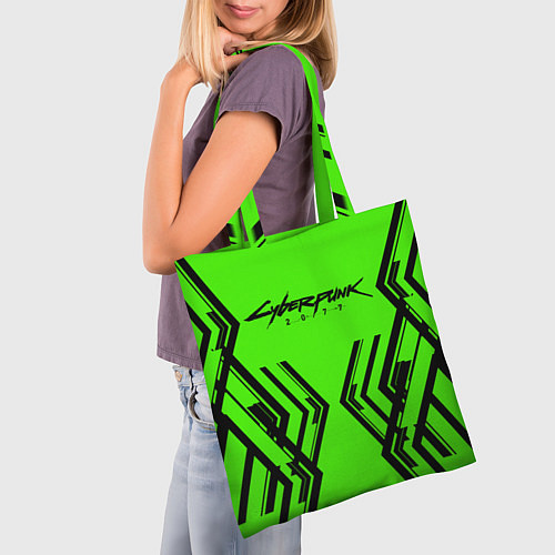 Сумка-шоппер Cyberpunk 2077: Acid Green / 3D-принт – фото 3