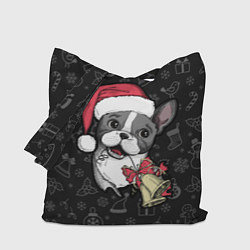 Сумка-шопер Merry Christmas - french bulldog, цвет: 3D-принт