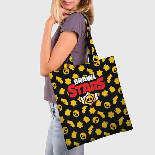 Сумка-шоппер Brawl Stars: Yellow Style / 3D-принт – фото 3