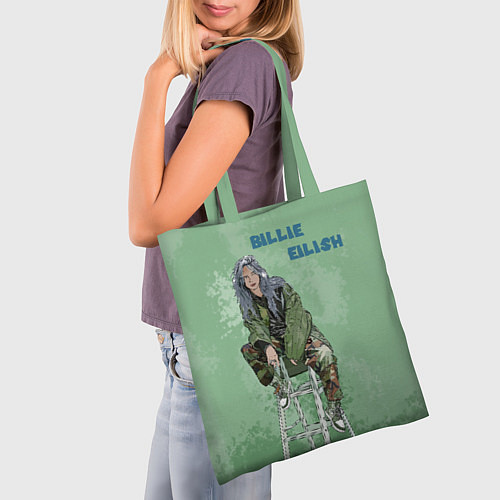 Сумка-шоппер Billie Eilish: Green Motive / 3D-принт – фото 3