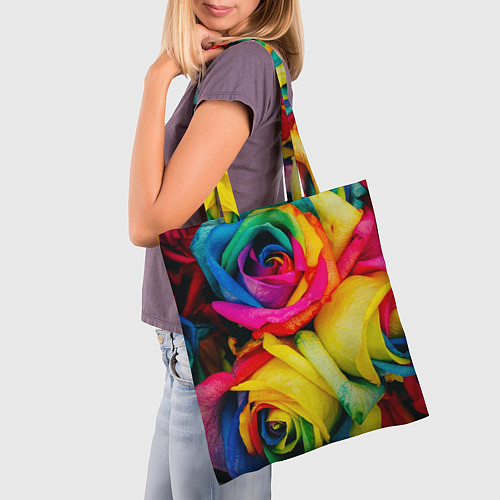 Сумка-шоппер Разноцветные розы / 3D-принт – фото 3